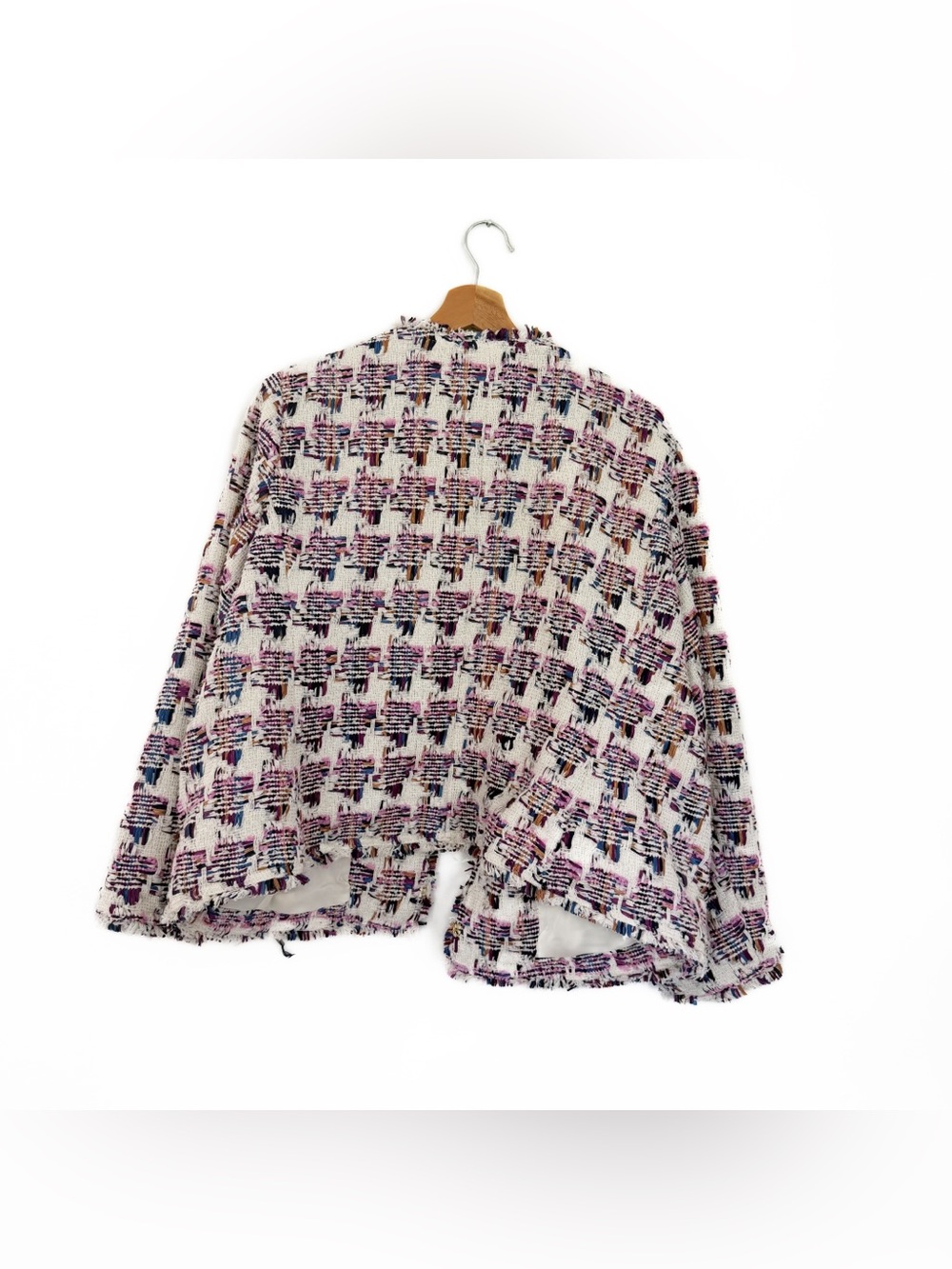 Talbots Collarless Tweed Jacket Womens Sz 18W Petite White Purple Classic - Picture 7 of 8
